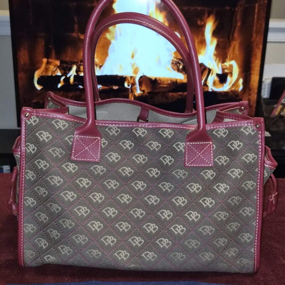 Dooney & Bourke Monogram Red and Gray Women's Tote Bag